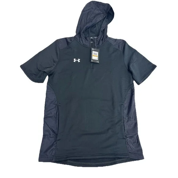 New Men's Under Armour AU Command Short‎ Sleeve Black Hoodie Size Small New